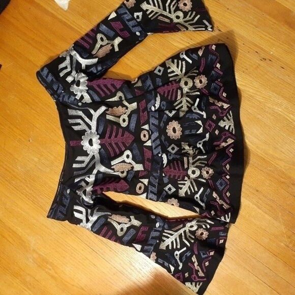 Venus top. Black aztec mexican black print off shoulder top shirt s small blouse - Picture 6 of 9